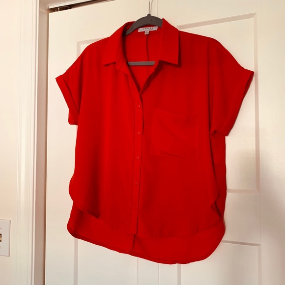 Red short sleeve button-up - Picture 1 of 3